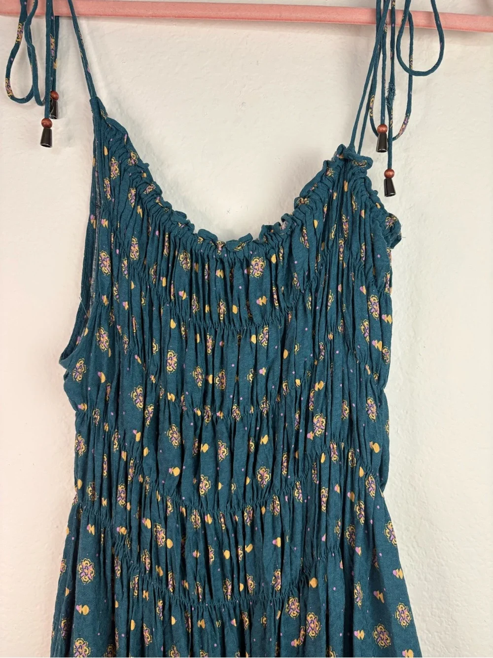 Free People Clementina Asymmetrical Mini Dress Teal Blue size Large Oversized